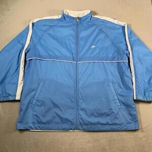 Vintage Nike Reversible Jacket XXL Carolina Blue‎ White Swoosh 2000s Windbreaker